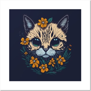 Head Of Flower Cat Posters and Art